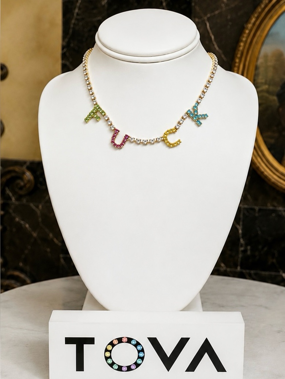 TOVA tennis multi crystal necklace FCK